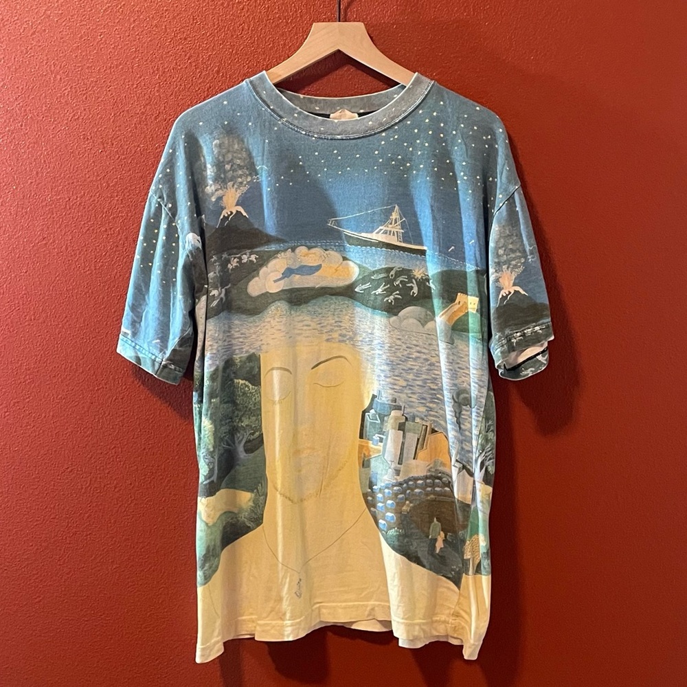 Billy Joel‎ Men’s Vintage 1993 River of Dreams Album AOP Art Camp Tee Shirt
